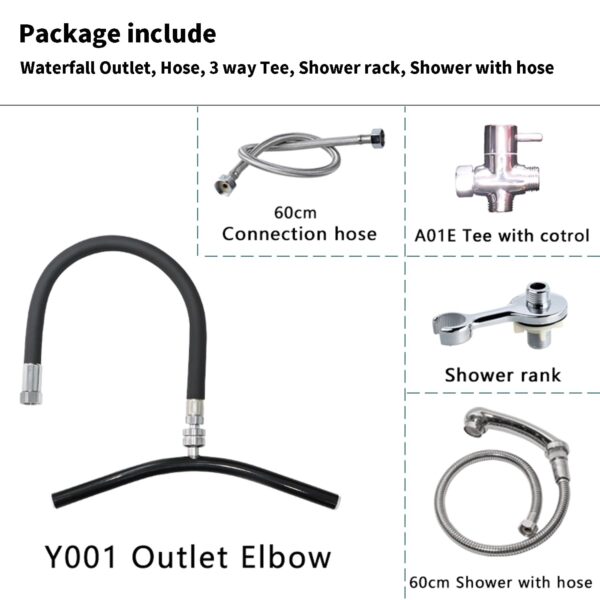 Head Spa Waterfall Shower Head for Shampoo Sink Water Spa&Salon Care Adjustable Black, Silver - Image 3
