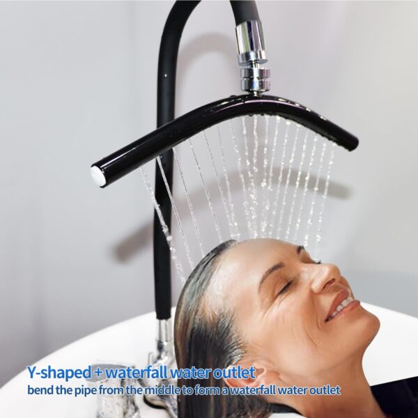 Head Spa Waterfall Shower Head for Shampoo Sink Water Spa&Salon Care Adjustable Black, Silver - Image 5