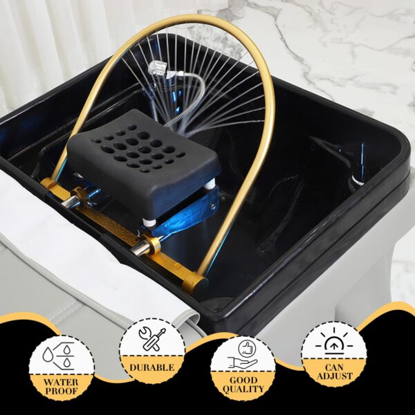 Water Circulation Hair Head Spa Equipment with Pillow, Water Circulation Frame Rack with 39.37" 304 Stainless Steel Water Hose, Shampoo Bed Accessories, for Hair Salon Massage Shower - Image 7