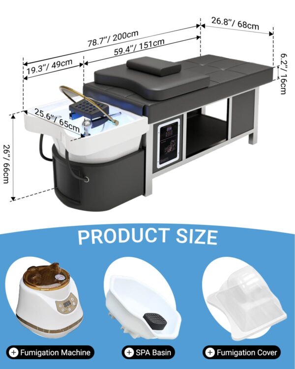 Multifunctional Head Spa Bed, Massage Shampoo Bed, Supports Water Circulation, Fumigation & LED Scalp Care for Barber, Salon & Spa Beauty Salon - Image 3