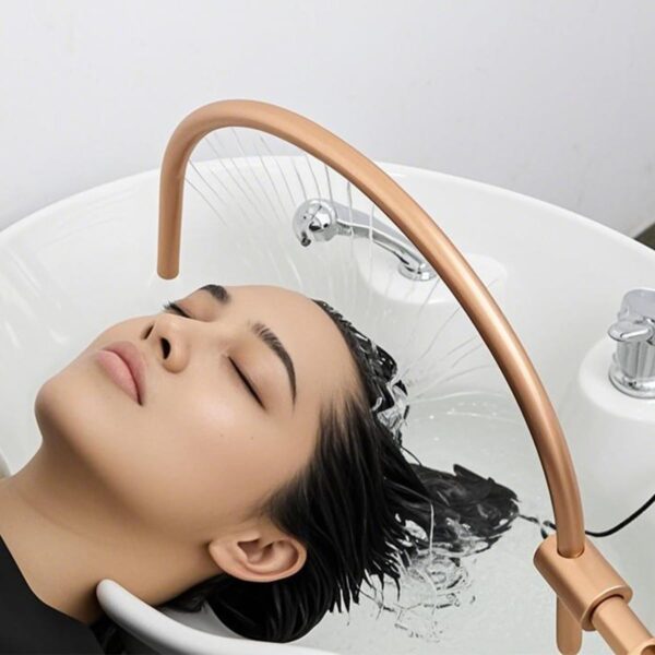 Head Spa Portable Water Therapy Water Outlet Frame Waterfall Adjustable Fits Most Shampoo Bowl Bed For Massage Salon Equipment, Gold - Image 4