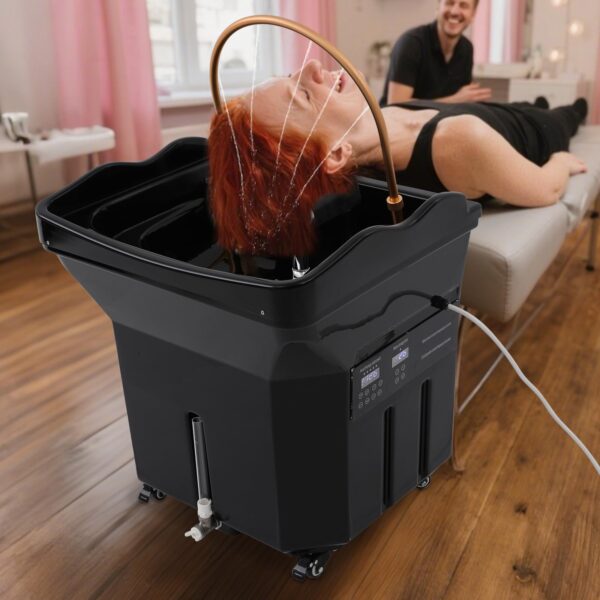 Professional Head Spa Equipment with 15.85 Gallon Water Storage Tank, 2800W Portable Heated Hair Washing Basin/Station with LED Light Therapy, Water Circulation & Massage for Salon & Spa (Black) - Image 3