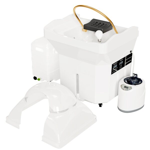 Japanese Head Spa Equipments, Portable Shampoo Bowl Waterfall with Water Circulation System Light Therapy Steam Function Head Spa Equipment for Salon & Home