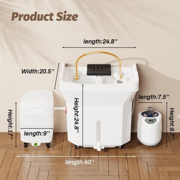 Japanese Head Spa Equipments, Portable Shampoo Bowl Waterfall with Water Circulation System Light Therapy Steam Function Head Spa Equipment for Salon & Home - Image 4