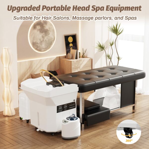 Japanese Head Spa Equipments, Portable Shampoo Bowl Waterfall with Water Circulation System Light Therapy Steam Function Head Spa Equipment for Salon & Home - Image 5