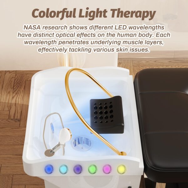 Japanese Head Spa Equipments, Portable Shampoo Bowl Waterfall with Water Circulation System Light Therapy Steam Function Head Spa Equipment for Salon & Home - Image 7