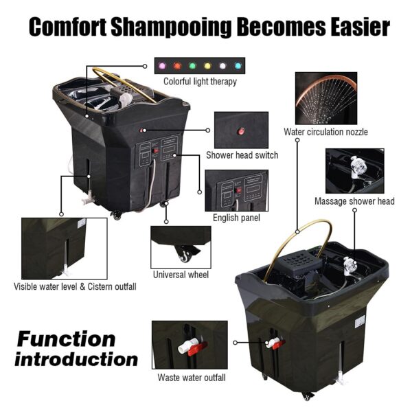 Japanese Head spa Equipment with 60 Litre Water Storage Tank, Fumigation Function, Water Cycle Shampoo Basin, Thermostatic Head spa Equipment, Enjoy Head Care to The Fullest (Black) - Image 7