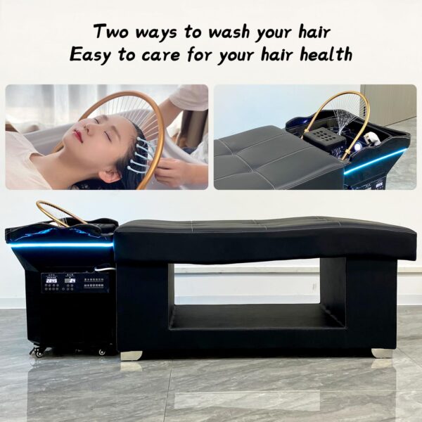 Japanese Head Spa Waterfall Equipment, Shampoo Bowl Waterfall Head Spa with 60 L Water Storage Tank, Portable Water Circulation Head Spas Sink with Fumigation - Image 9