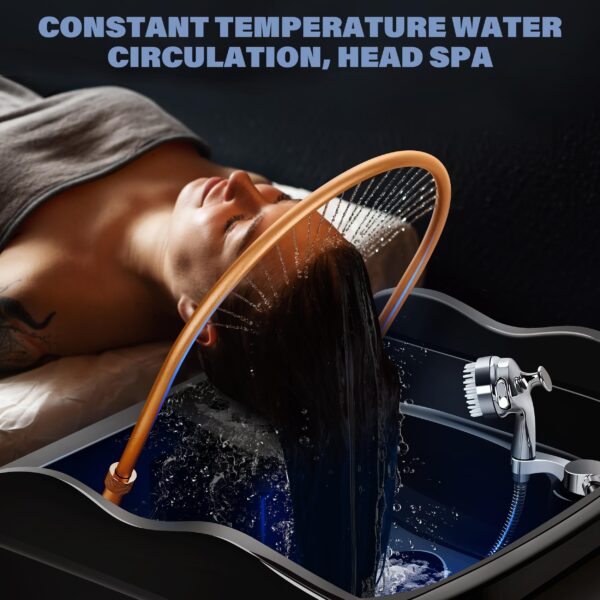 Head Spa Equipment with 60L Water Storage Tank, Warm Steam & Hair Wash Sink for Scalp Care and Relaxation(Black) - Image 6