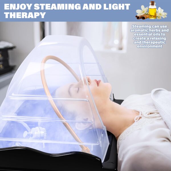 Head Spa Equipment with 60L Water Storage Tank, Warm Steam & Hair Wash Sink for Scalp Care and Relaxation(Black) - Image 7