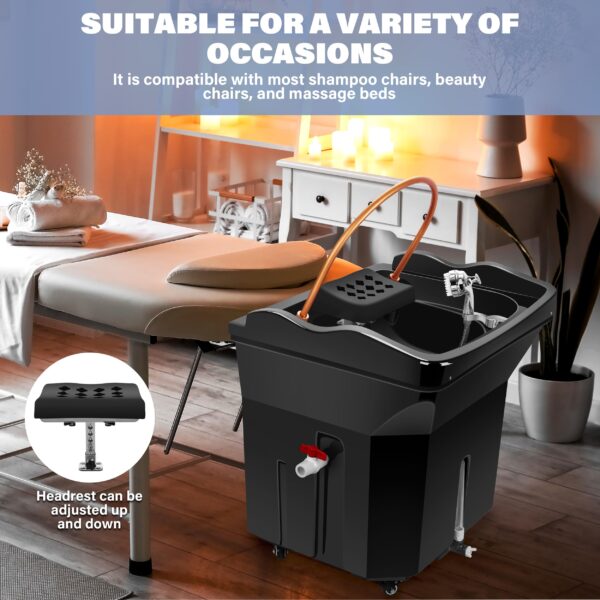 Head Spa Equipment with 60L Water Storage Tank, Warm Steam & Hair Wash Sink for Scalp Care and Relaxation(Black) - Image 8