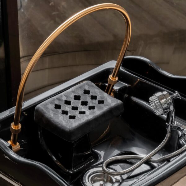 Portable Head Spa Non-Plumbing, U-Shape Water Massage Shampoo Backwash Unit with Cover Pillow, Spa Resort Hair Salon Equipment, Black Base Black Bowl, without Bed - Image 5