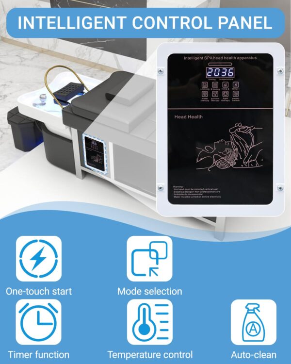 Head Spa Equipment with Steamer & Water Circulation System, Shampoo Bed Scalp Care Massage Table for Barbershop, Salon Station, Massage Parlor - Image 5