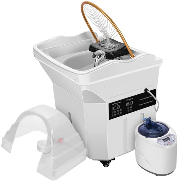 Head Spa Equipment with 60L Water Storage Tank, Warm Steam & Hair Wash Sink for Scalp Care and Relaxation (Head Spa Equipment-White)