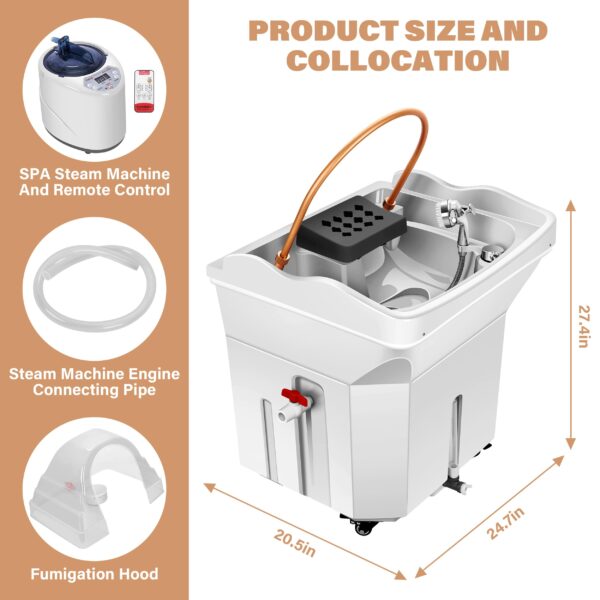 Head Spa Equipment with 60L Water Storage Tank, Warm Steam & Hair Wash Sink for Scalp Care and Relaxation (Head Spa Equipment-White) - Image 3