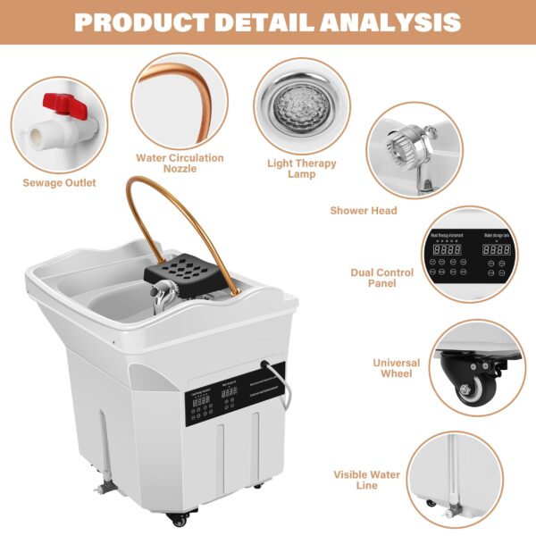 Head Spa Equipment with 60L Water Storage Tank, Warm Steam & Hair Wash Sink for Scalp Care and Relaxation (Head Spa Equipment-White) - Image 5