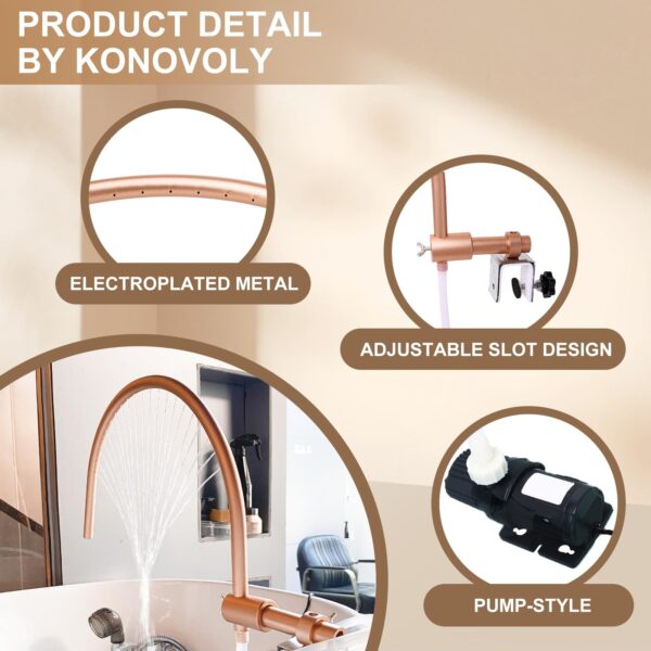 Professional Head Spa Waterfall Equipment with Pumb, Adjustable Shampoo Bowl Attachment, 20 x 17 inches, Gold - Image 3