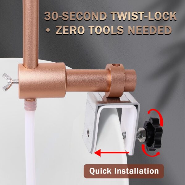 Head Spa Equipment Frame with Pump, 22.8 inches, Portable Salon Waterfall Basin Attachment(Gold) - Image 3