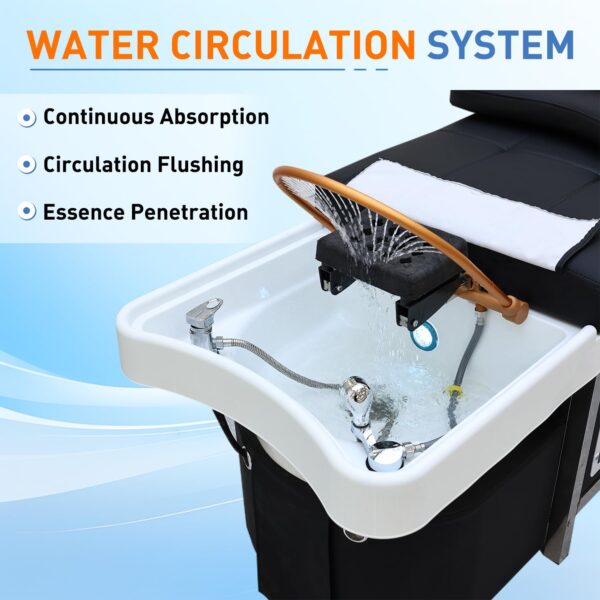 Head Spa Equipment, Massage Shampoo Bed, Head Treatment Shampoo Bed with Fumigation & Water Circulation, Hair Washing Station with Adjustable Headrest, for Salons, Spas, Beauty - Image 6