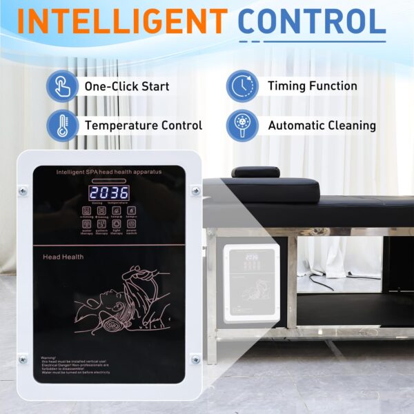 Head Spa Equipment, Massage Shampoo Bed, Head Treatment Shampoo Bed with Fumigation & Water Circulation, Hair Washing Station with Adjustable Headrest, for Salons, Spas, Beauty - Image 8