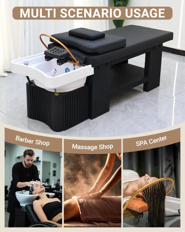 Professional Japanese Head Spa Equipment with Water Massage Shampoo Backwash & Steaming Function, LED Care System, U-Shaped Water Circulation - Salon Shampoo Bed - Image 8