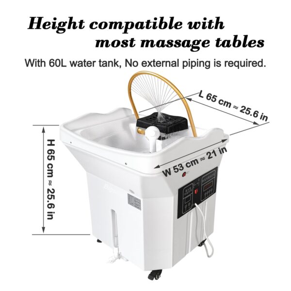 Japanese Head Spa Equipment Sink Portable with 60L Water Tank, Thermostatic Head Spa Equipment Water Circulation Shampoo Basin, Enhance The Head Wash Experience - Image 3