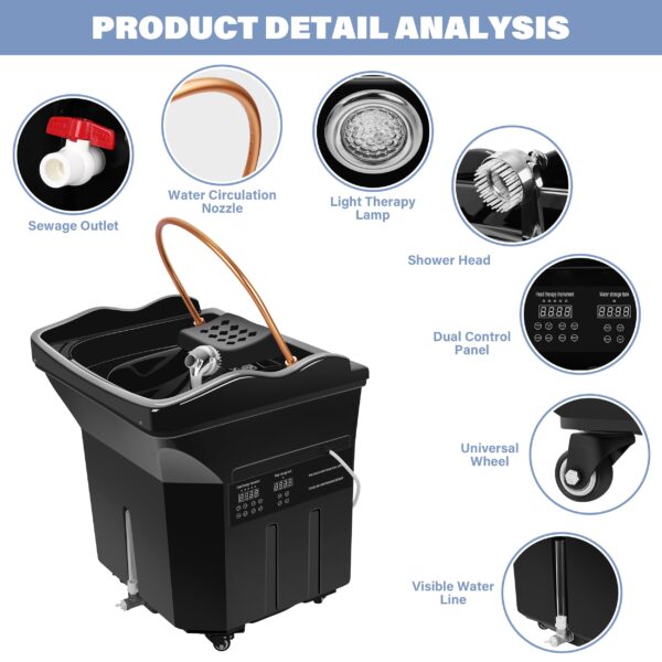 Freshlyy Head Spa Equipment with 60L Water Storage Tank, Warm Steam & Hair Wash Sink for Scalp Care and Relaxation (Black) - Image 5