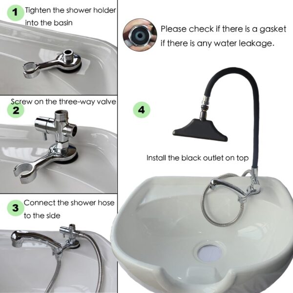 Waterfall Spa Shower for Shampoo Chairs Therapy Head with Shower Head, Salon Equipment for Head Massage, Black Set - Image 6
