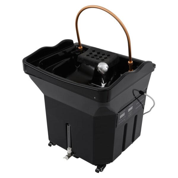 Waterfall Head Spa Equipment with 60L Water Storage Tank, Water Circulation Head Spas Sink, Thermostatic Shampoo Basin with Fumigation, Light Therapy, Adjustable Pillow(Black)