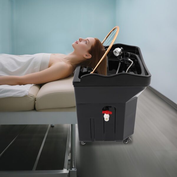 Waterfall Head Spa Equipment with 60L Water Storage Tank, Water Circulation Head Spas Sink, Thermostatic Shampoo Basin with Fumigation, Light Therapy, Adjustable Pillow(Black) - Image 3